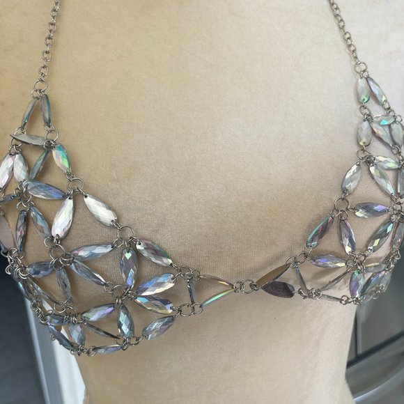 Body Jewelry chain metal and gemstones bra / top - Picture 1 of 9